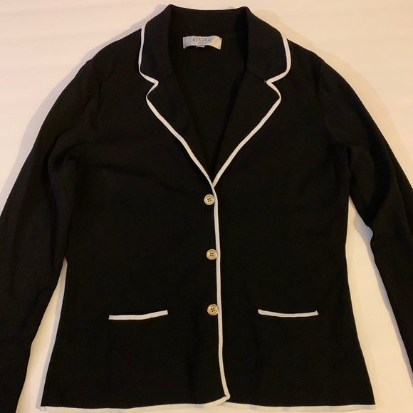 Kasper Sweaters - Kasper Black And White Jacket Size Medium
